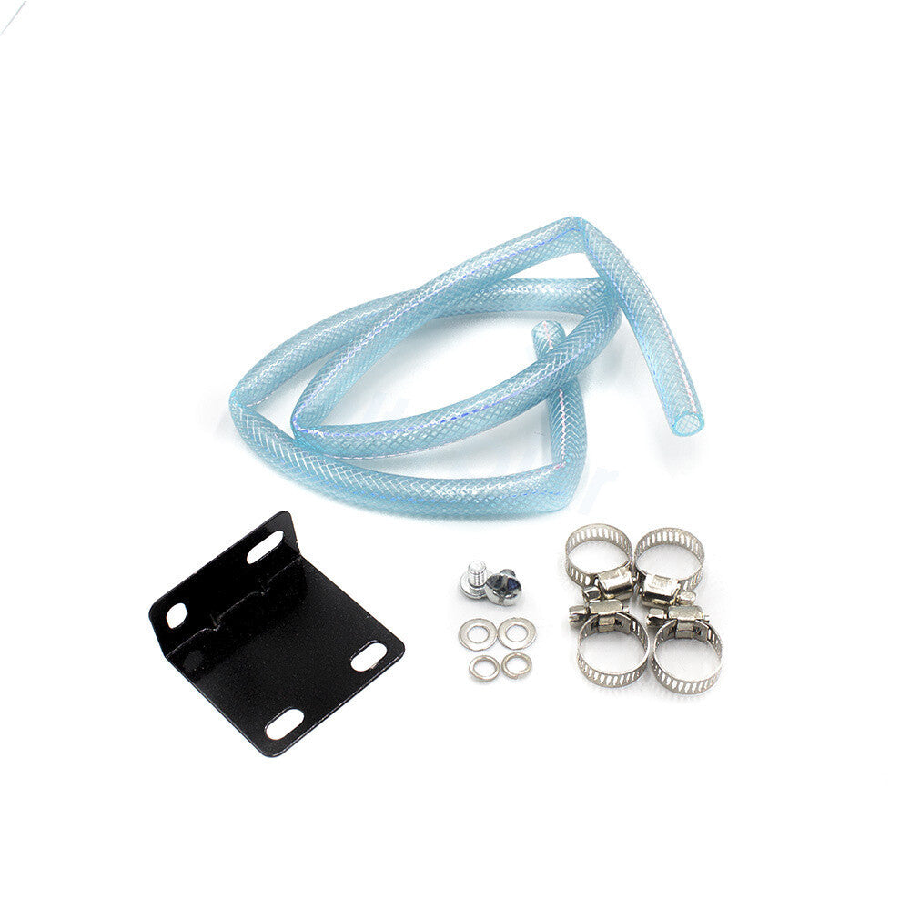 1 Set Round Car Engine Oil Catch Tank Can Hose Reservoir Breather Kit Silver