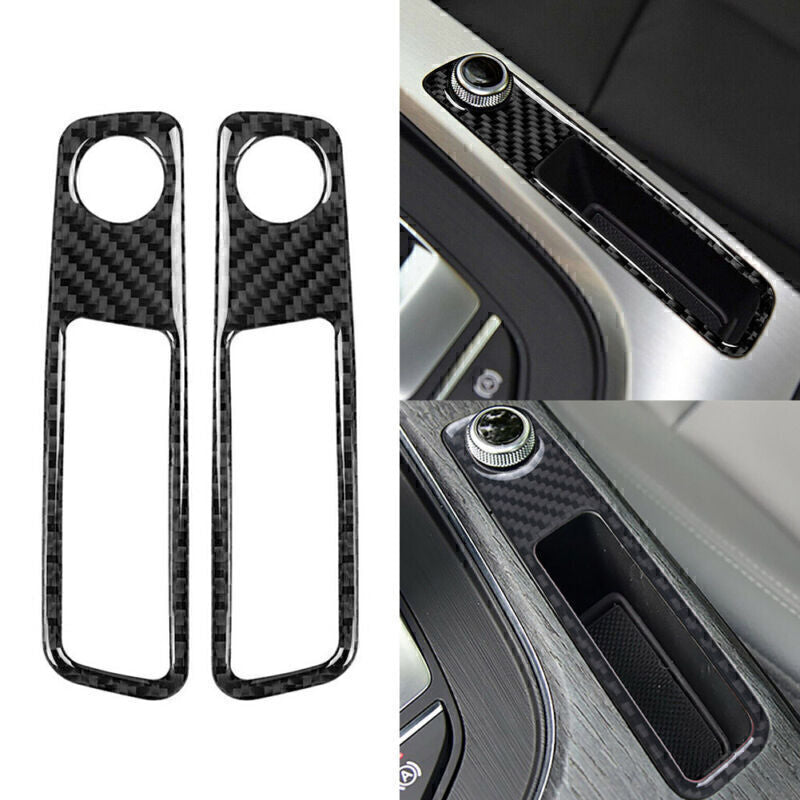 Carbon Fiber Console Volume Adjustment Panel Cover Trim for Audi A4 B9 2017-2020