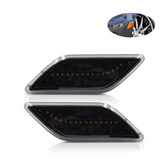 A pair of LED smoked front bumper side marker lights for the for Mercedes-Benz W212 E-Class