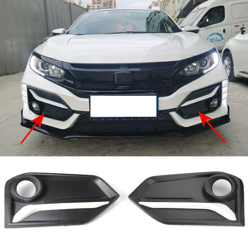 for Honda for Civic Hatchback 19-21 Matte Black Front Fog Light Lamp Cover Trim 2X