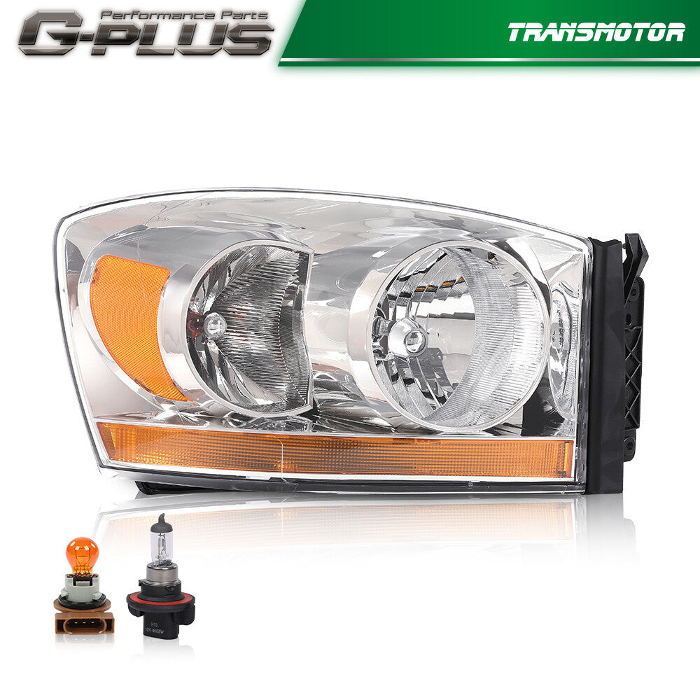 Passenger side lights in chrome/amber tint suitable for 2006-2009 for Dodge for Ram 1500 2500 3500