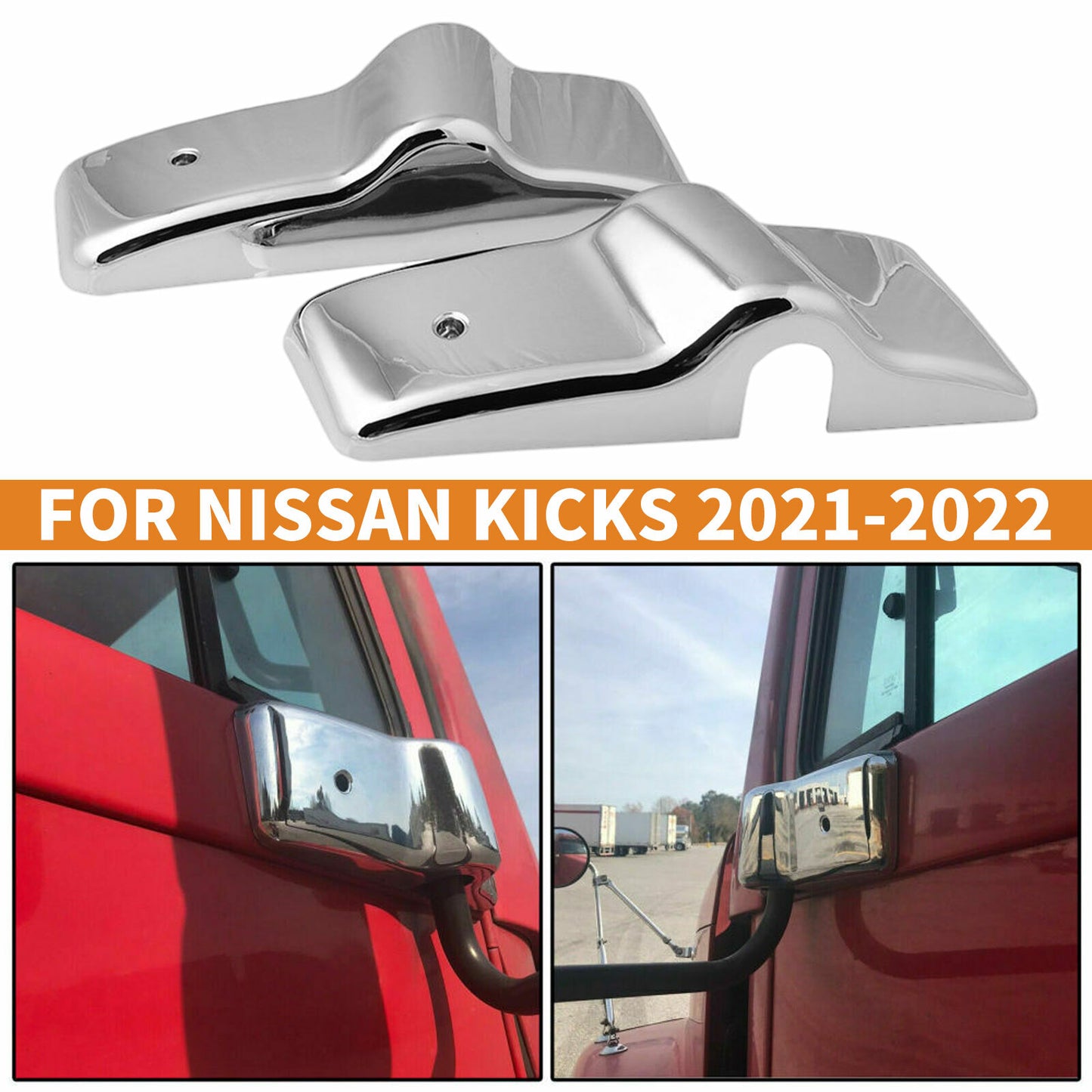 2pcs L+R Side Chrome Door Mirror Cover Bracket for Freightliner Columbia Century