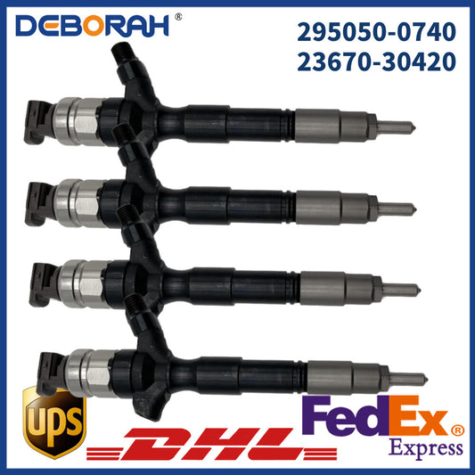 4X 295050-0740 Fuel Injectors Nozzle 23670-30420 Injector ASSY for Toyota Hiace