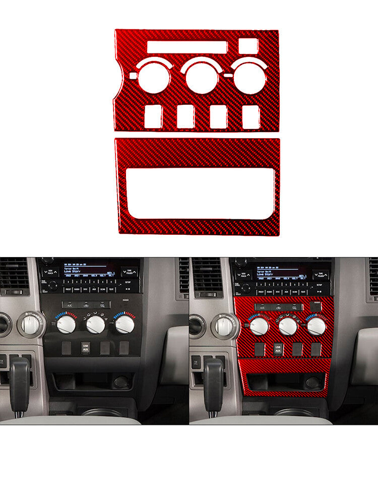 Red 2Pcs Central A/C Control Panel Type B Trim Cover for Toyota Tundra 2007-2013