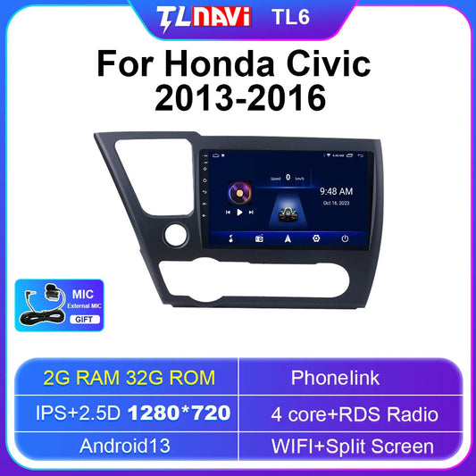 for Honda for Civic LHD AutoRadio Stereo Player Car Radio GPS Navigation Head Unit