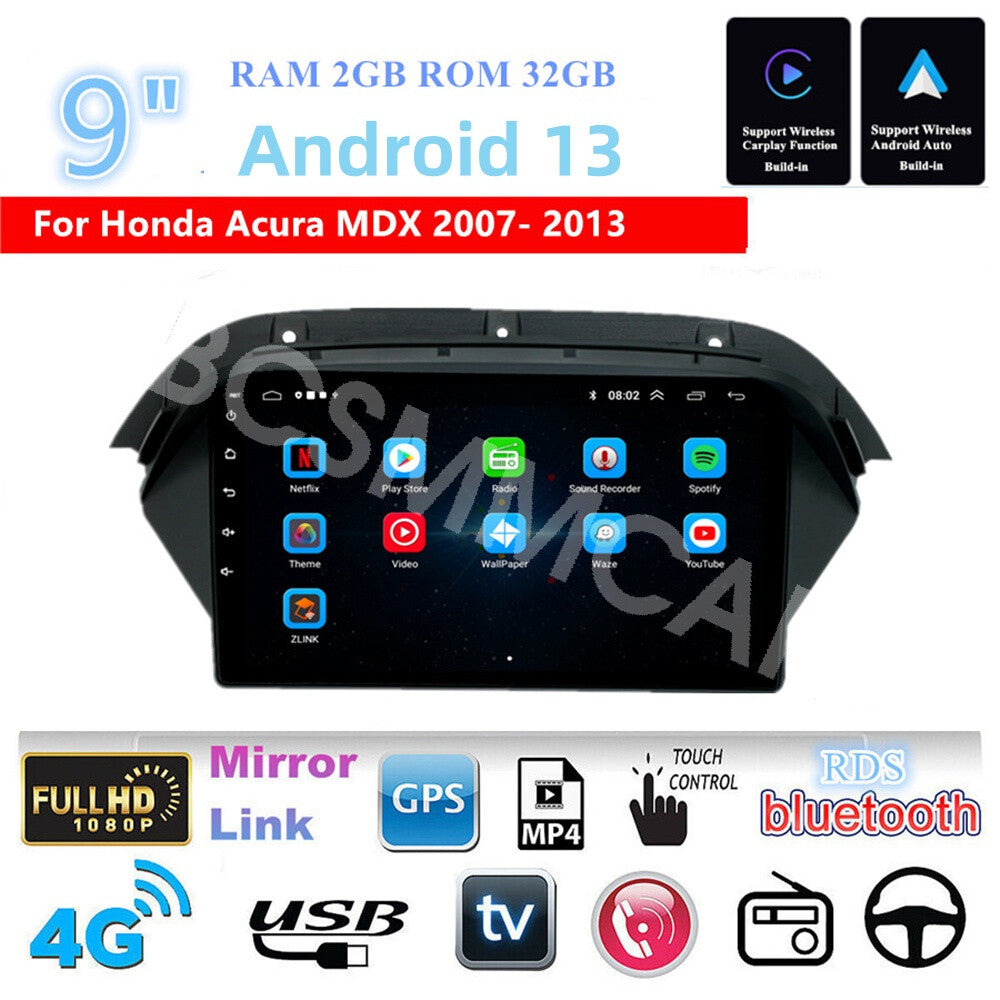 Car Stereo Android 13 GPS WiFi Bluetooth Player DAB Fit for Acura MDX 2007-2013