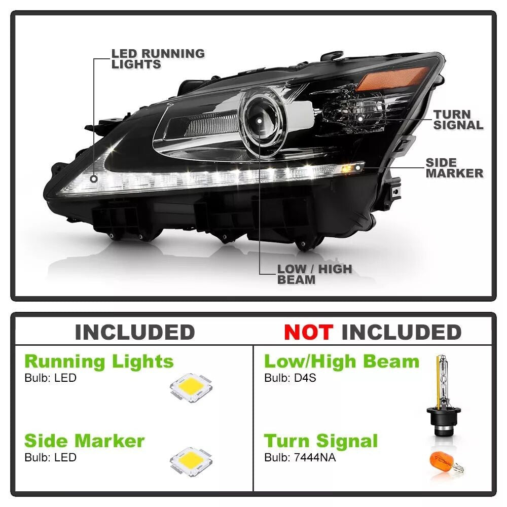 For 2013-2015 for Lexus GS350 GS450h HID w/o AFS LED DRL Projector Headlight- Driver
