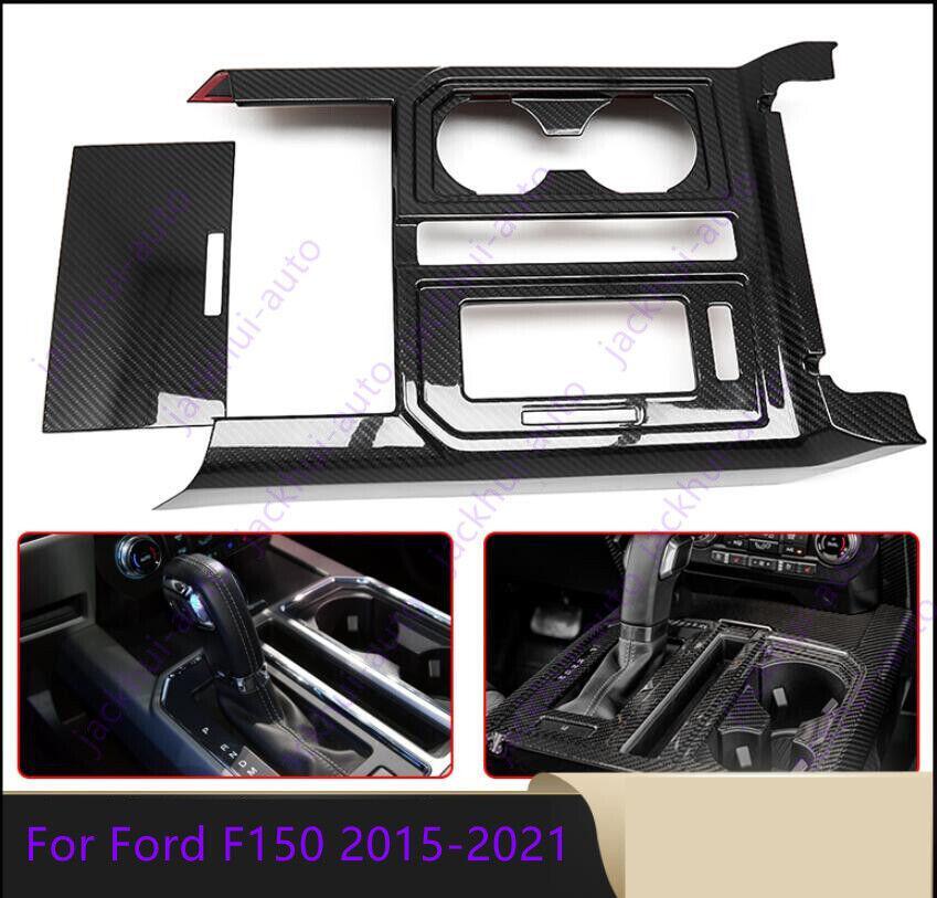 Real Carbon Fiber Interior Console Gear Shift Panel Cover for Ford F150 15-2021