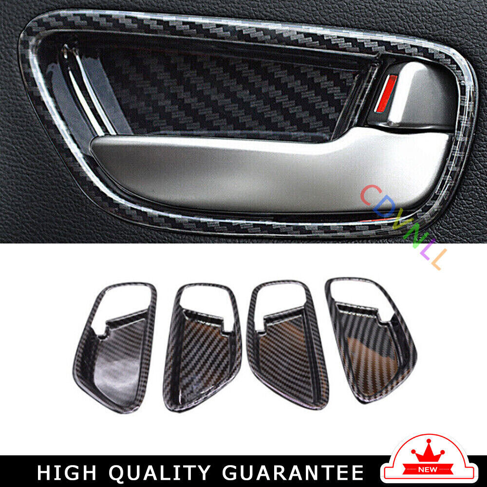 Inner Door Bowl Sticker Cover Trim 4PCS for Kia K3 2017-2018 Black Carbon Fiber
