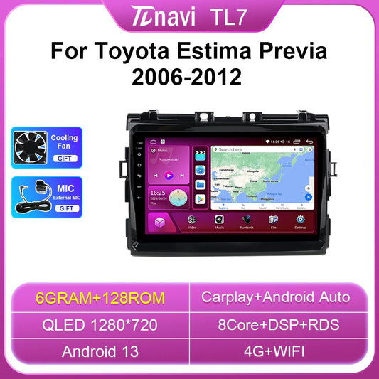 for Toyota Estima Previa III XR50 2006-2012 Android CarPlay Car Radio GPS Player