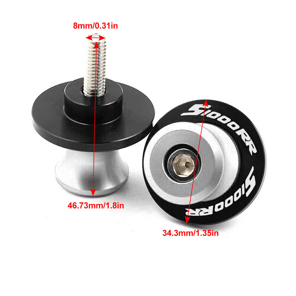 for BMW S1000R S1000RR 2014-2018 Silver Swingarm Spools Stand M8 Screws Slider