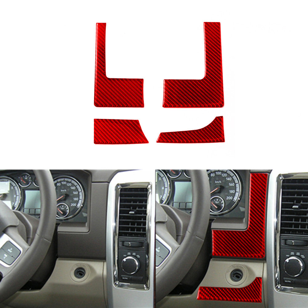 4Pcs Red Carbon Fiber Speedometer Dashboard Trim for Dodge for RAM 1500 2009-2012