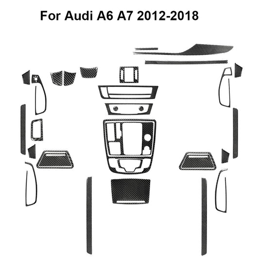 32Pcs Carbon Fiber Interior Full Kit Cover Trim Sticker for Audi for A6 A7 2012-2018
