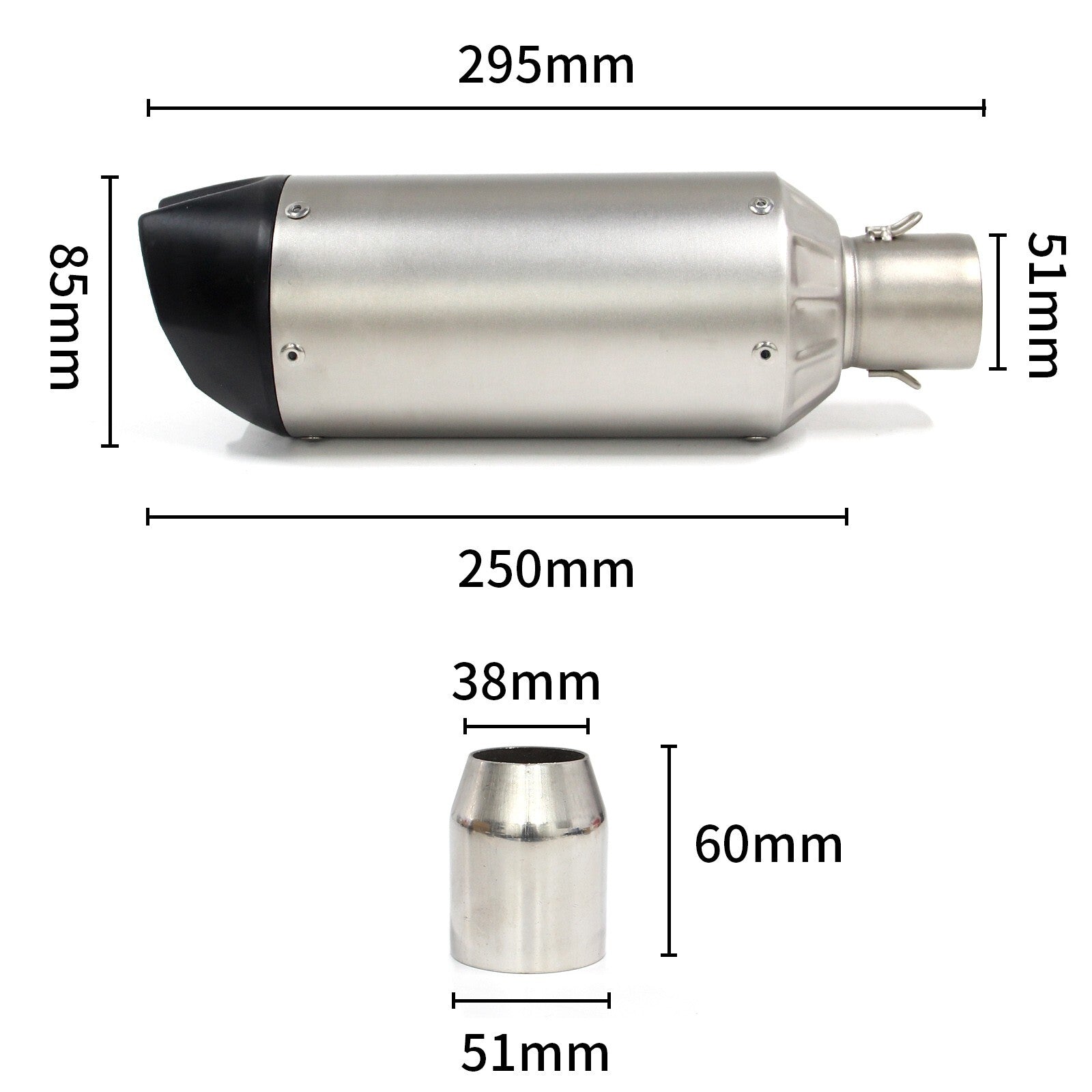 Universal 1.5 caliber 38-51mm Black Exhaust Muffler Pipe Motorcycle Dirt Bike
