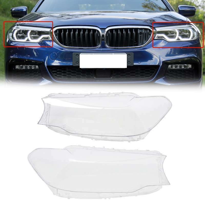 Pair Headlight Headlamp Lens Cover Shell for BMW 5 Series G30 G31 G38 2017 2018
