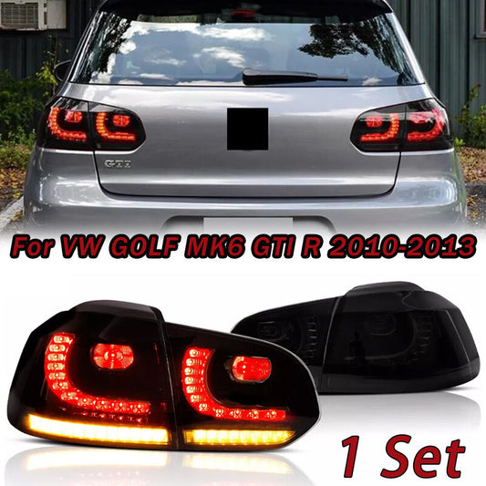 1 Pair LED Tail Lights for VW for GOLF MK6 GTI R 2010-2013 Full Smoked Rear Light