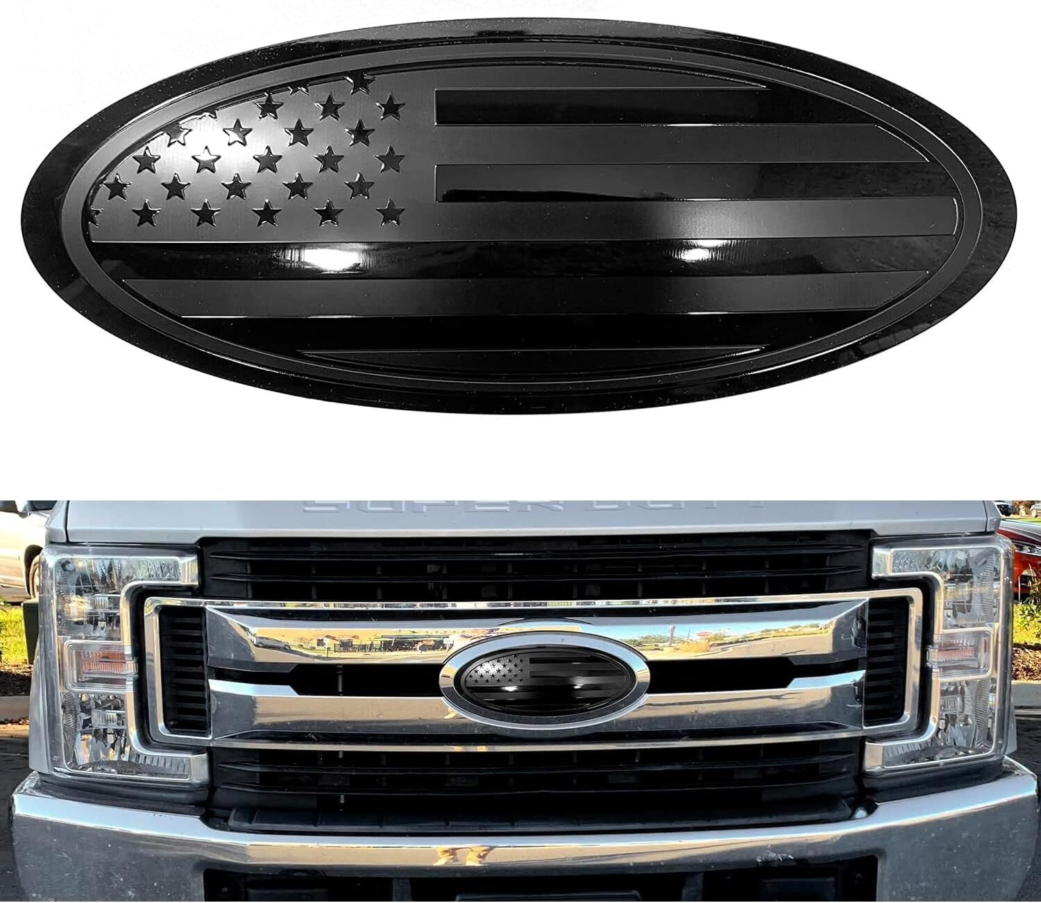 12 For 2018-2023  for ford  F250 F350 F450 FRONT GRILLE US Flag Oval Emblem Badge