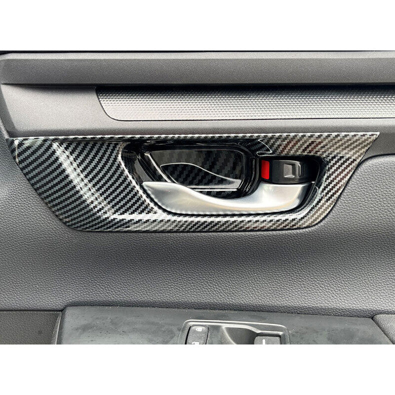for Honda CR-V 2023-2024 Carbon Fiber Inner Door Handle Bowl frame Cover Trim 4x