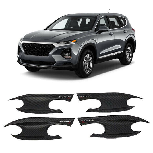 for Hyundai Santa Fe 2019-2022 Carbon Fiber Door Handle Bowl molding Cover Trim