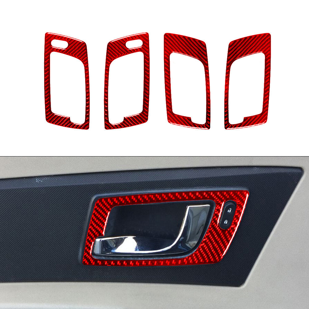 4Pcs Red Carbon Fiber Interior Door Handle Cover Trim for Cadillac CTS 2003-2007
