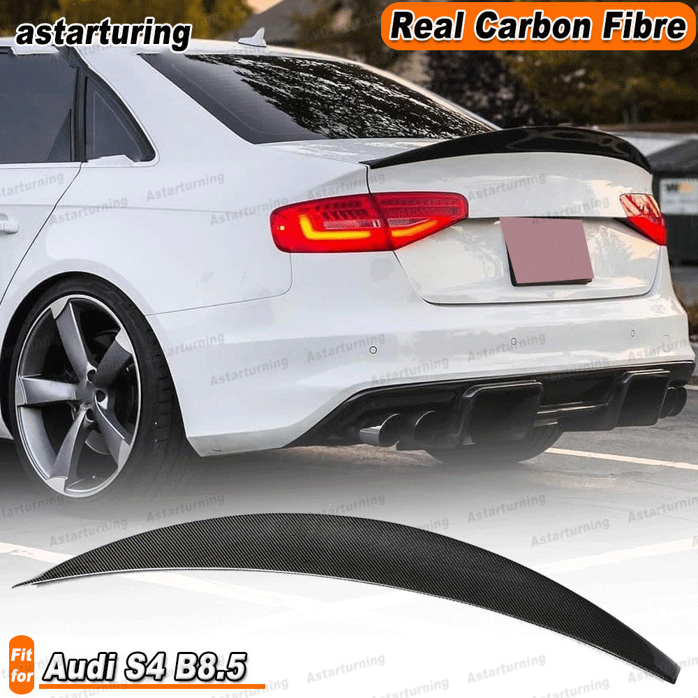 Fit for Audi S4 B8.5 Sedan 2013-2016 REAL Carbon Rear Trunk Spoiler Boot Wing