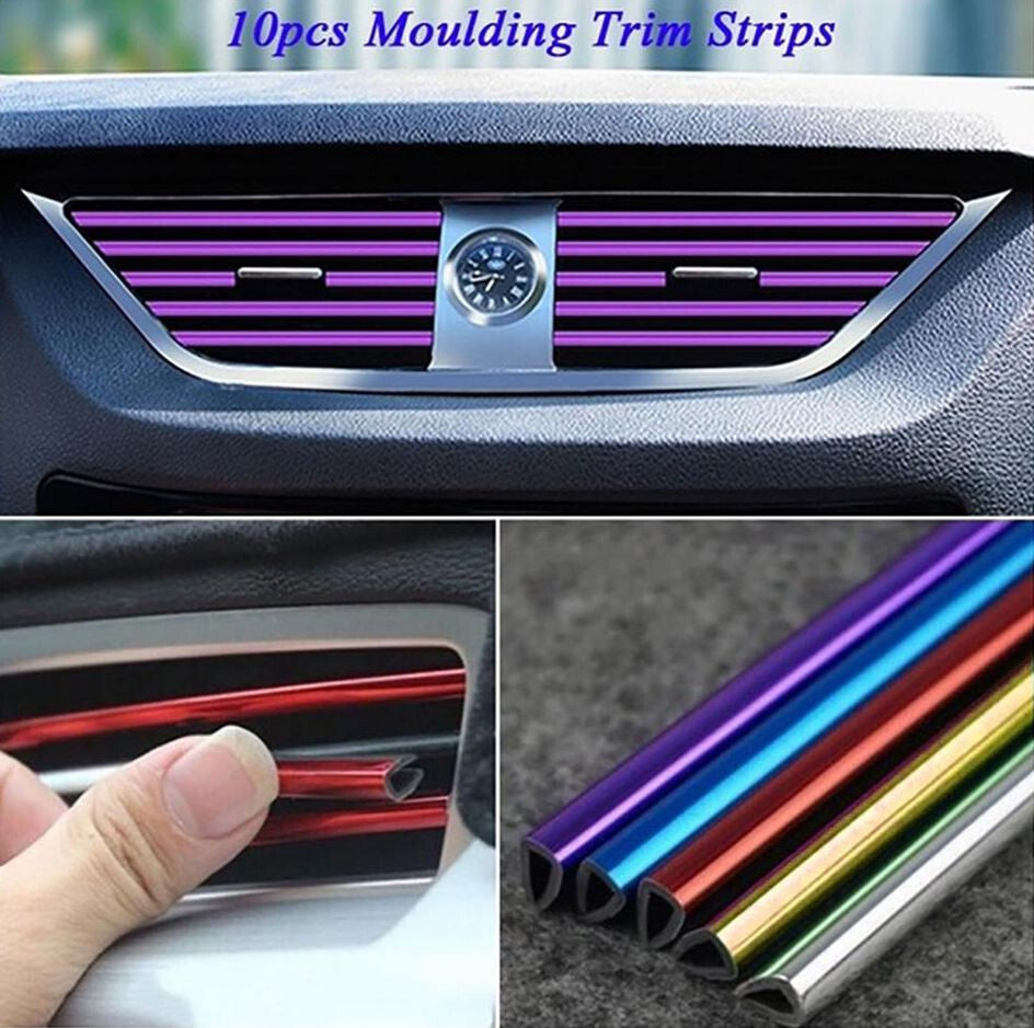 10-Piece Car Air Conditioner Socket Decorative Molded Strips in Purple  for ford