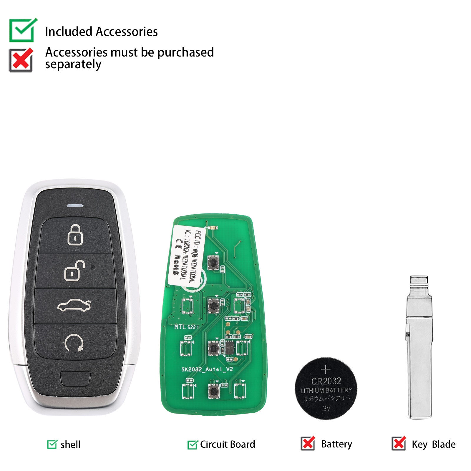 MAXIIM IKEY for Smart Key Standard Style IKEYAT004EL 4 Buttons Independent