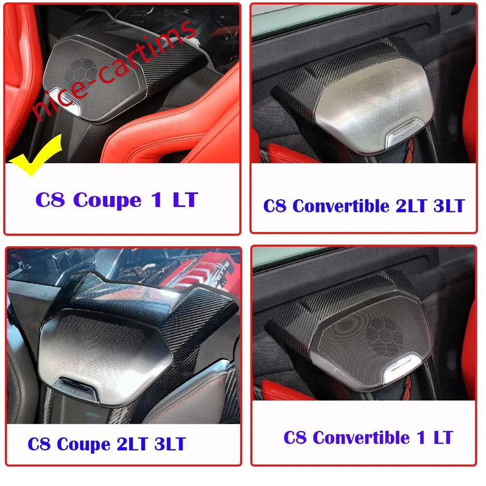 Yellow Carbon Fiber Rear Speaker Upper Panel Cover for Corvette C8 2020-24 Coupe