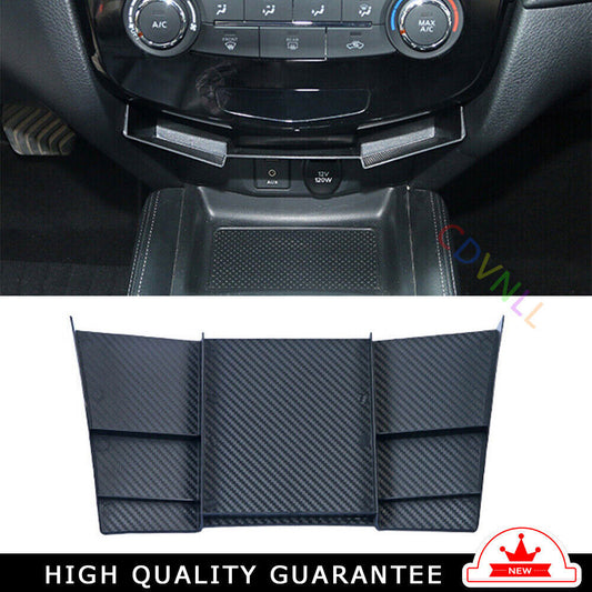 Console Storage Box Cover Trim Fit for Nissan Rogue Sport 2017-2021 Carbon Fiber