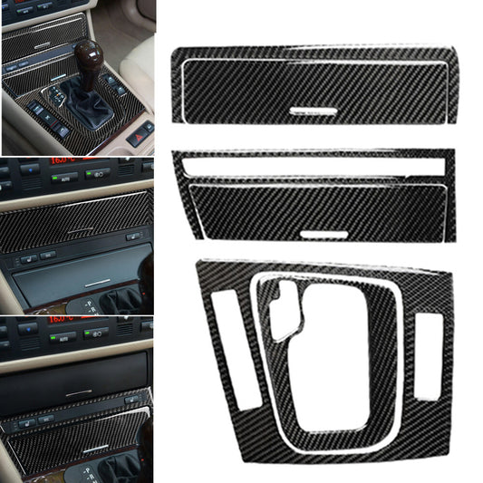 6Pcs Carbon Fiber Interior Gear Shift Frame Cover Trim for BMW 3Series E46 98-05