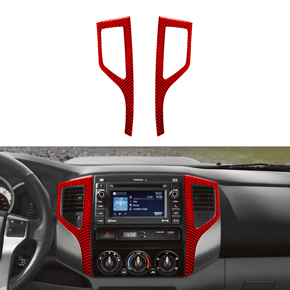 Red Carbon Fiber Center Air Vent Trim Cover for Toyota Tacoma 2012-2015 Type-A