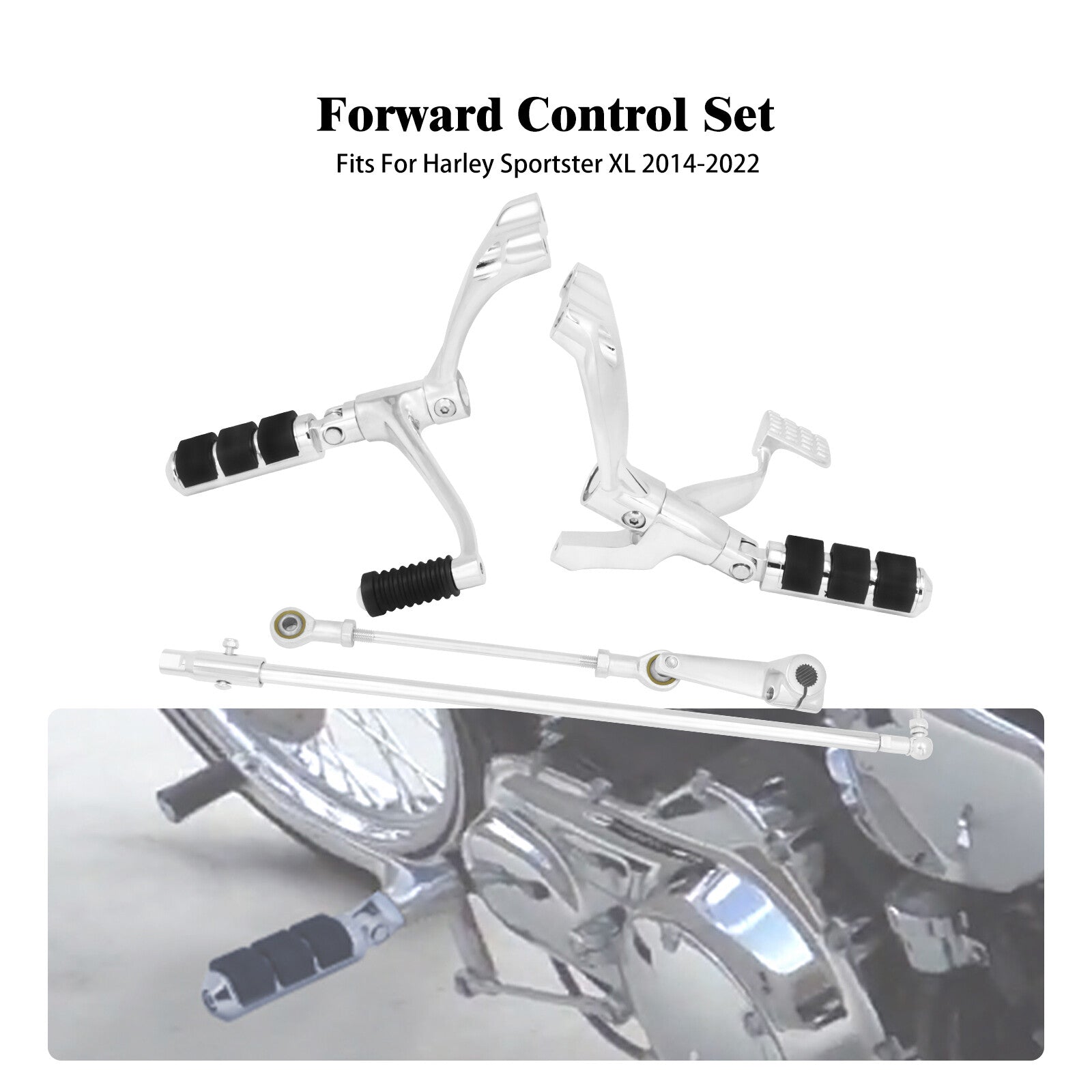 Chrome Forward Controls Kit Peg Levers for Harley Sportster 883 1200 48 72 14-22