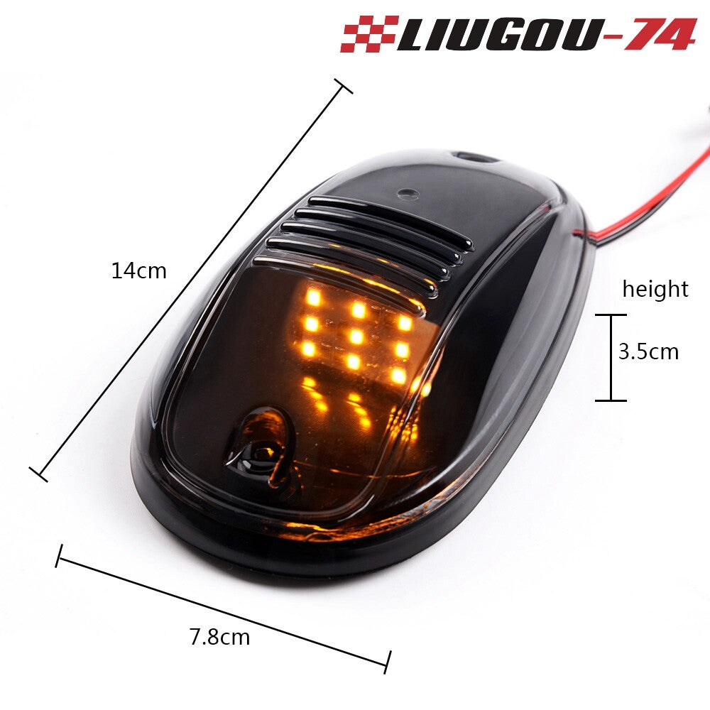 5-Piece Smoked Roof Cab Light Kit with 9 Amber LED Marker Lights for Trucks and SUVs - USA