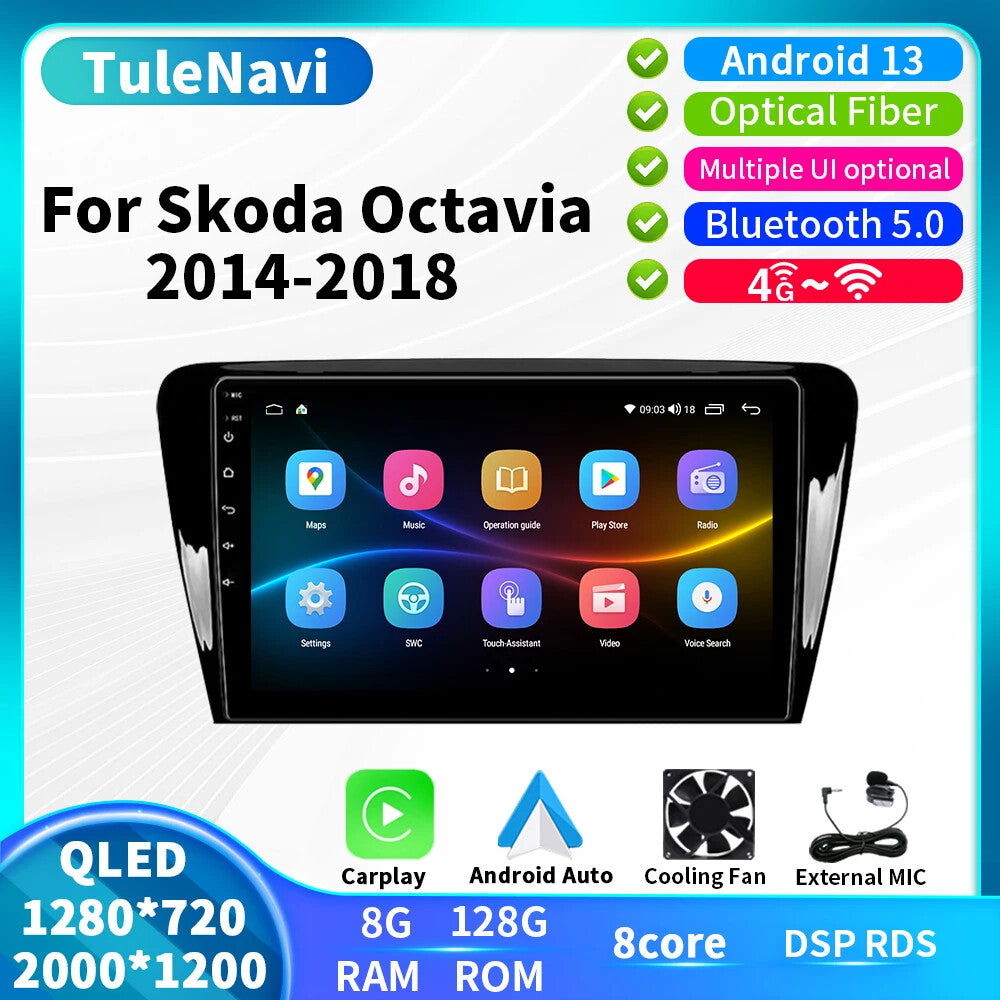 for Skoda Octavia 2014-18 Car Multimedia System HD Screen Android Radio GPS Navi