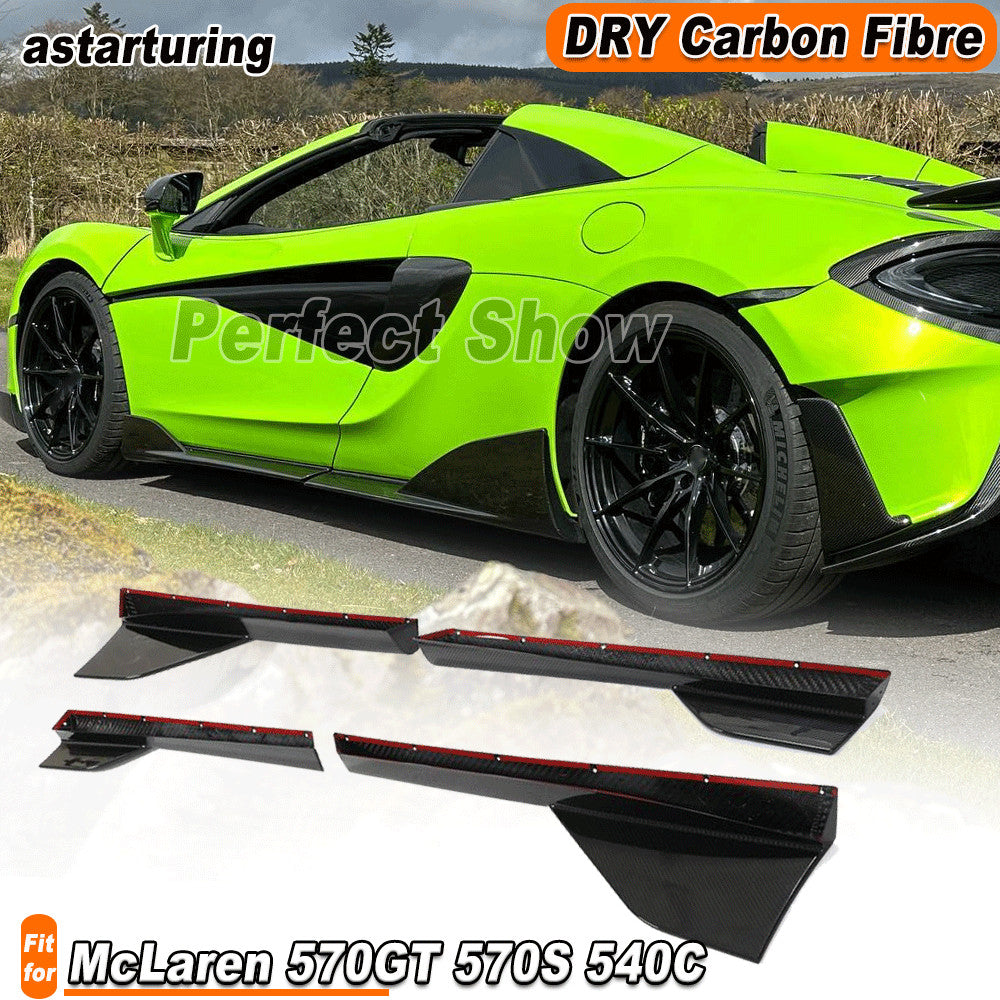 for McLaren 570GT 570S 540c 2015-2020 DRY CARBON Side Skirt Splitter Valance Lip