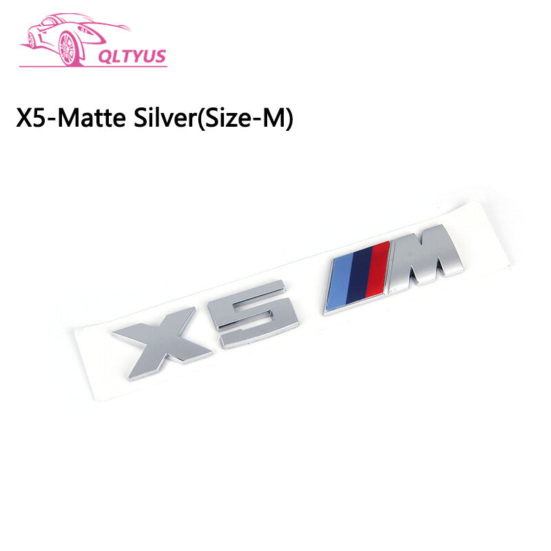 for BMW Matte SilverM Serie X5M Trunk Emblem Size Middle Lettering Decal Badge