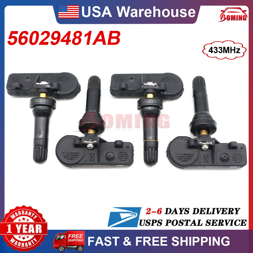 TPMS Tire Pressure Sensor Monitoring 4-Piece 433MHz for Dodge for Ram for Jeep 56029481AB