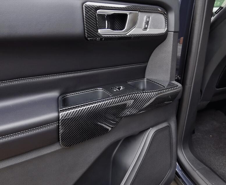 for Ford Explorer 2020-2022 ABS Carbon Fiber Inner Door Handle Frame Trim 4PCS