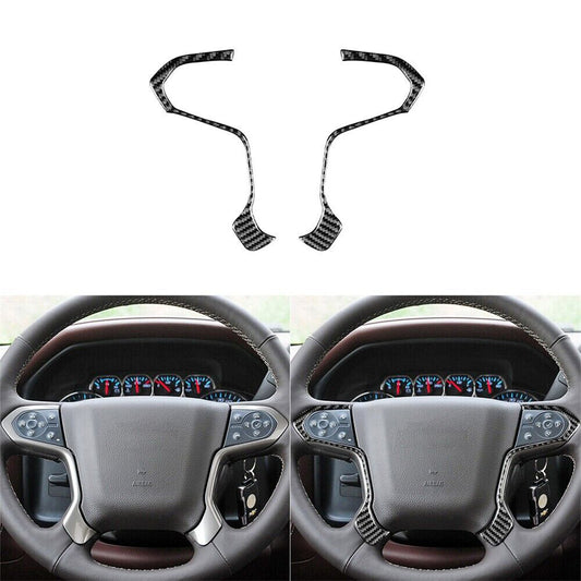 Carbon Fiber Steering Wheel Accent Trim For Silverado for GMC for SIERRA 2014-2018 TypeA