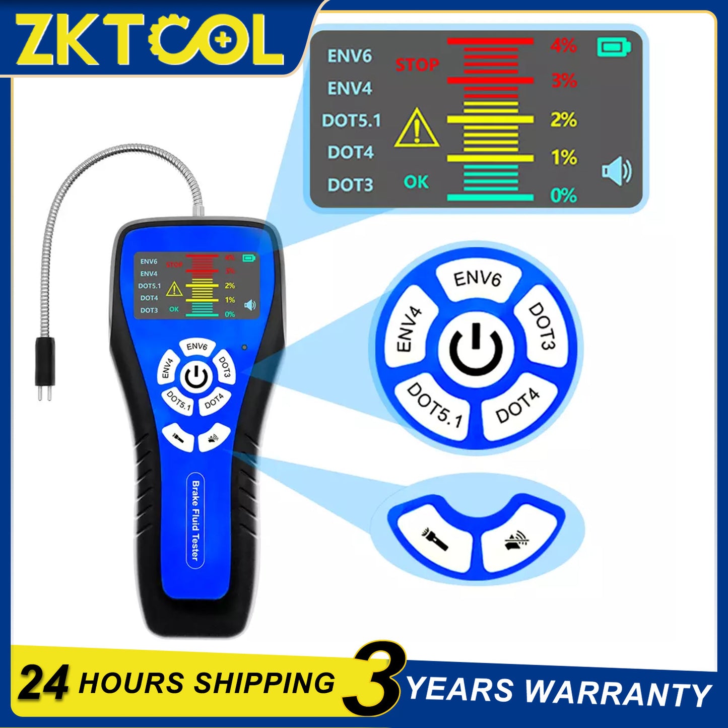 Brake Fluid Liquid Oil Moisture Tester Pen Car Testing Tool For DOT3 DOT4 DOT5
