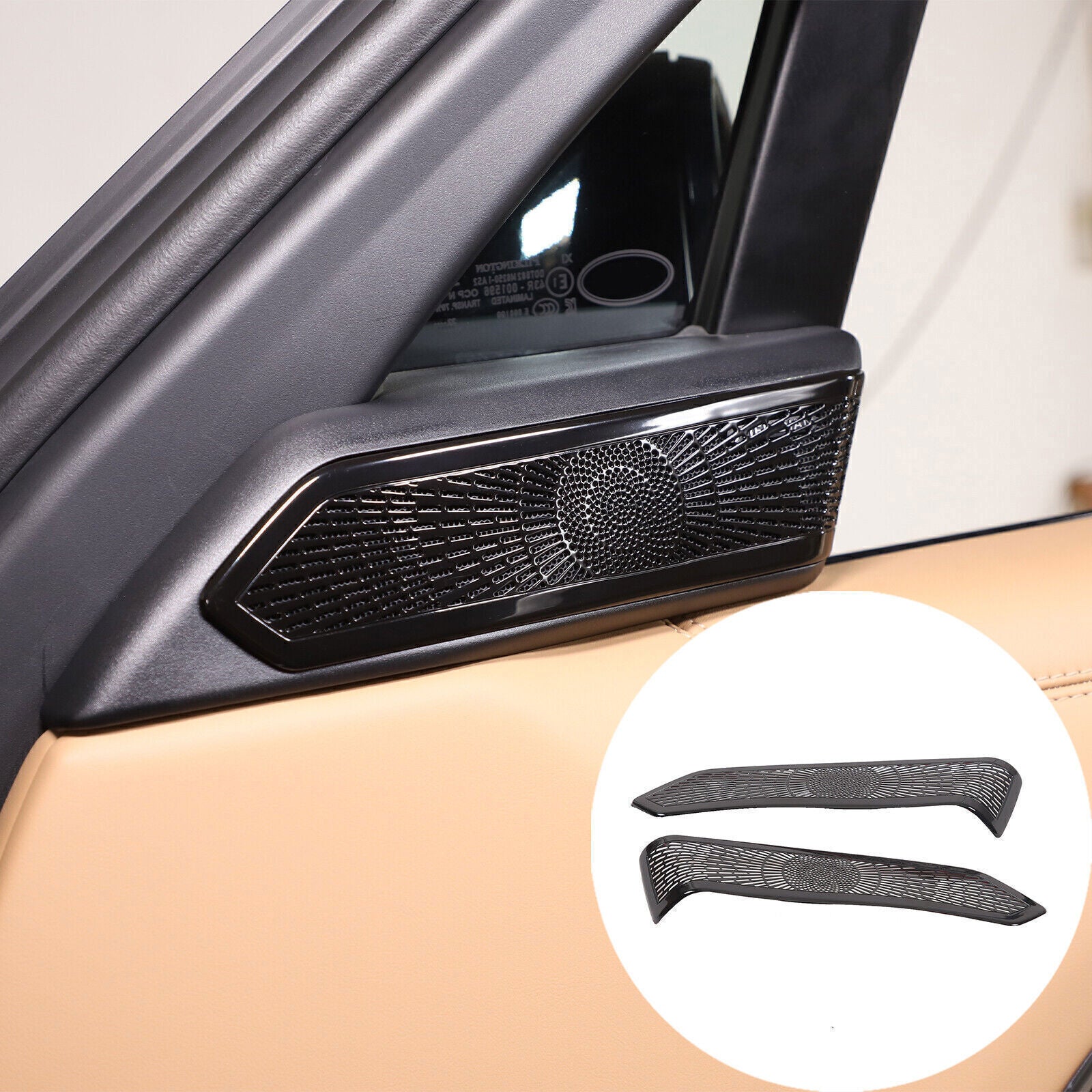 for Range Rover Sport 2023-2025 Black Steel A Pillar Speaker Sound Cover Trim 2X
