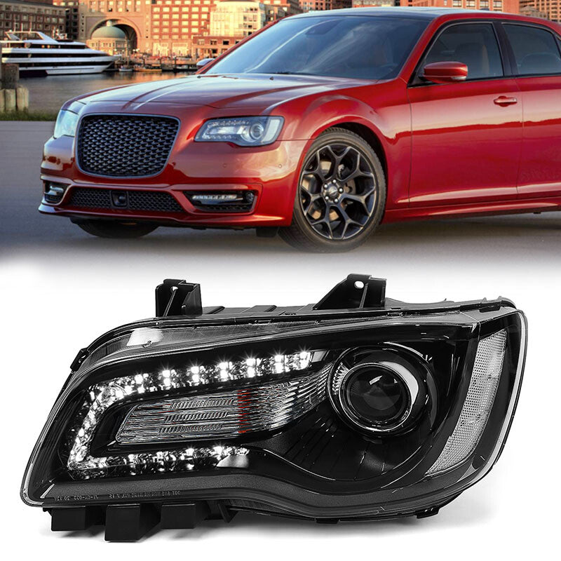 Suitable for 2015-2023 for Chrysler 300 Black Halogen LED DRL Headlights Left Driver