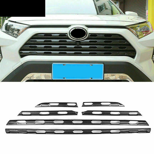 for Toyota RAV4 2019-2023 Carbon Look Front Center Grille Grill Trim Strip Steel