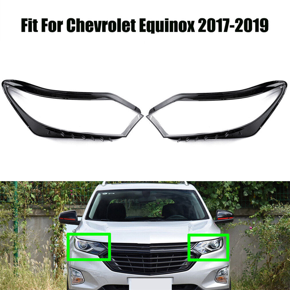 A pair of clear lens protectors for headlights of 2017, 2018, and 2019 for Chevrolet Equinox models.