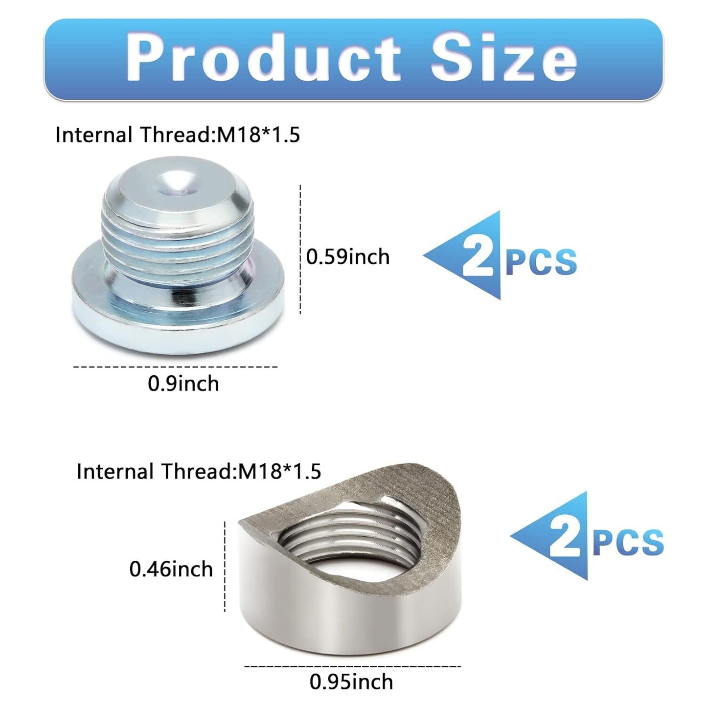 M18X1.5 Bung and Plug Recessed Style 2 Bungs/2 Plug Recessed Accessories Bungs