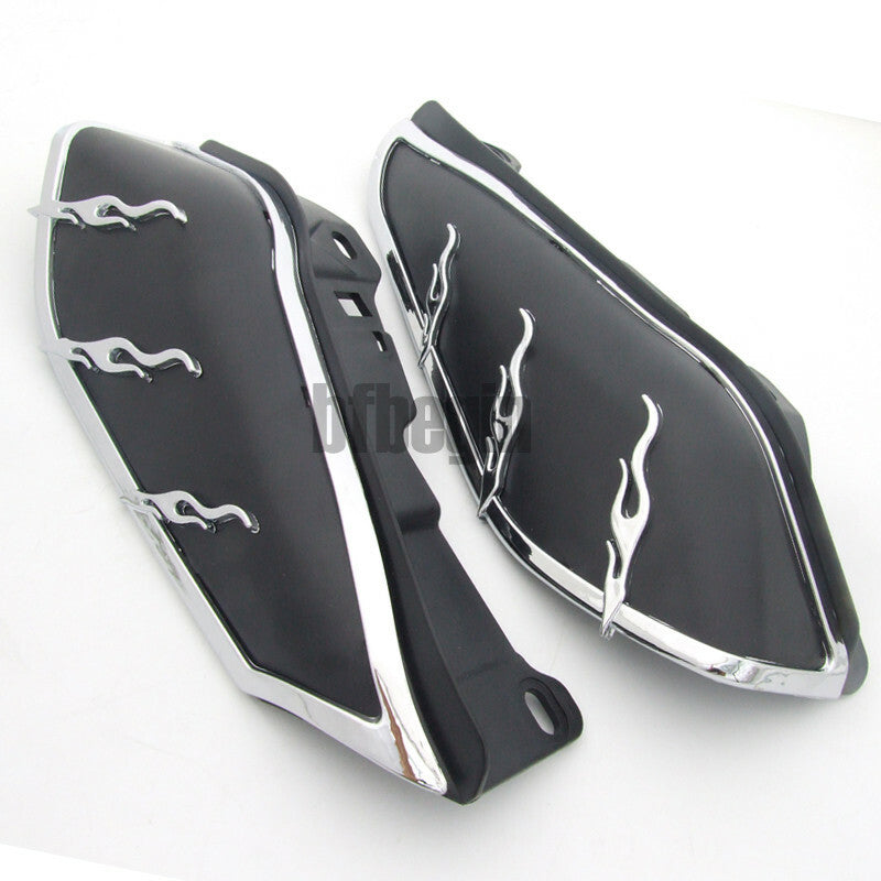 2-Piece Mid-Frame Air Deflector Heat Cover Trim for Harley Road Glide 2009-12 Black
