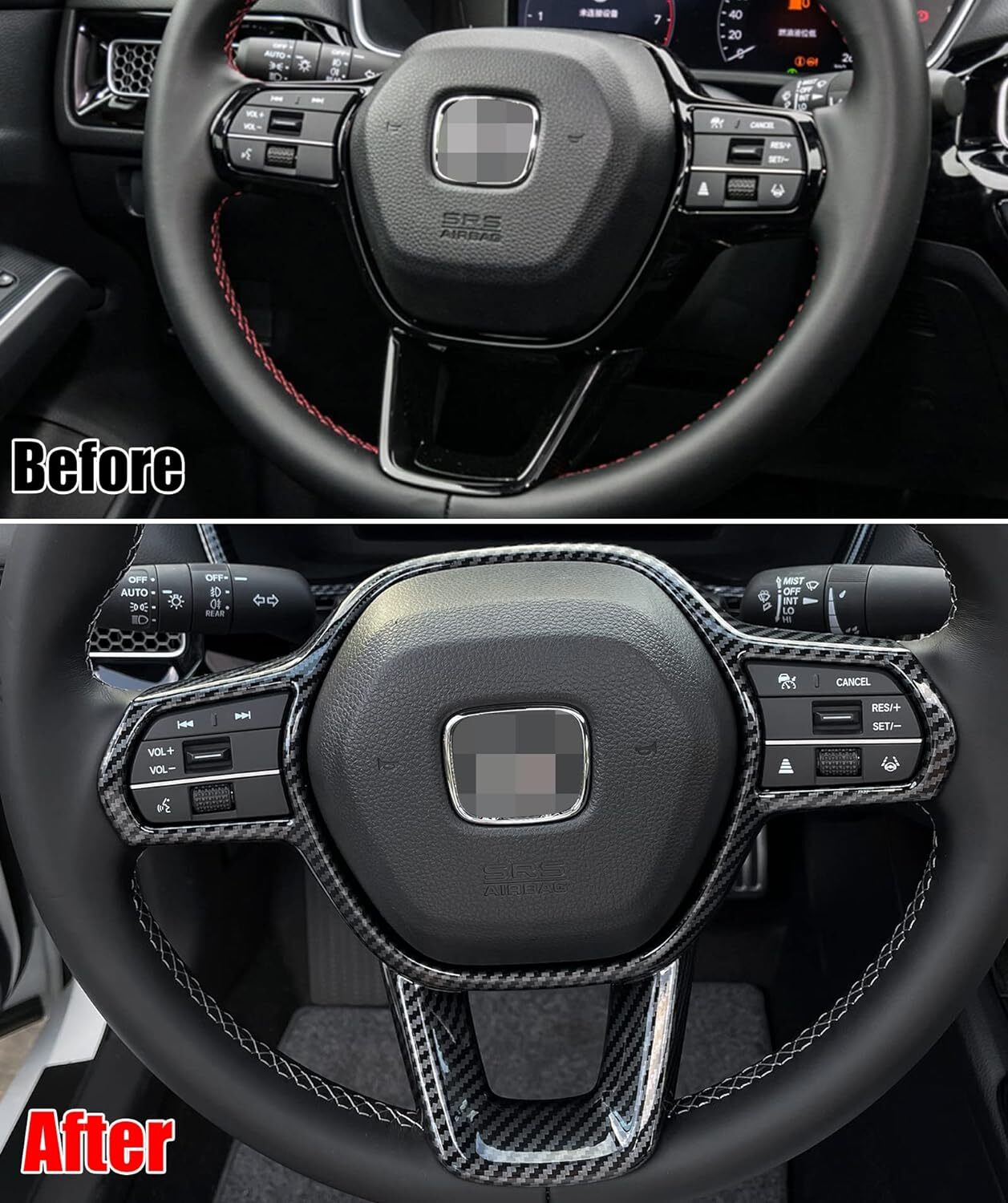 Carbon fiber steering wheel cover trim for 2022-2024 for Honda for Civic CR-V Accord HR-V