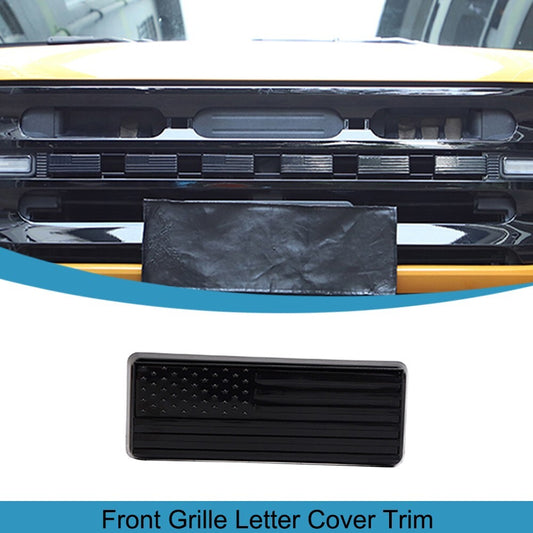 1X Black ABS Front Grille Letter Emblem Decor Cover Trim for Ford Bronco 2021+