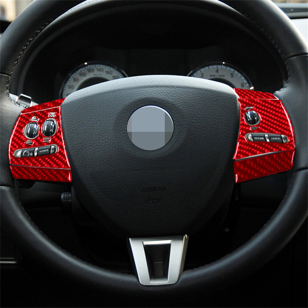 6¡ÁRed Carbon Fiber Interior Steering Wheel Button Cover for Jaguar XF 2009-2011