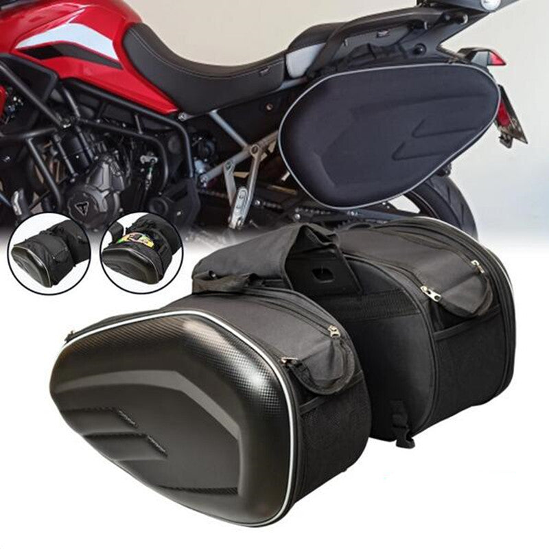 Motorcycle Waterproof Saddle Bag Side Helmet Riding Travel Bags + Rain Cover 2X